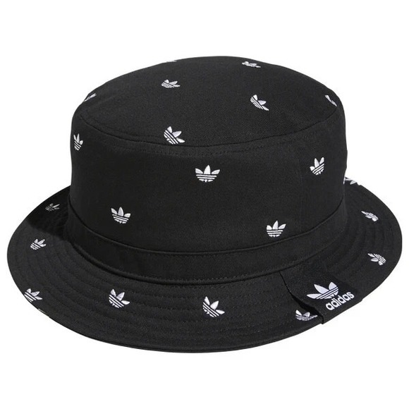 Adidas Originals Trefoil Bucket Hat Black OSFM AOP NWT Festival Concert Oasis - Picture 2 of 8